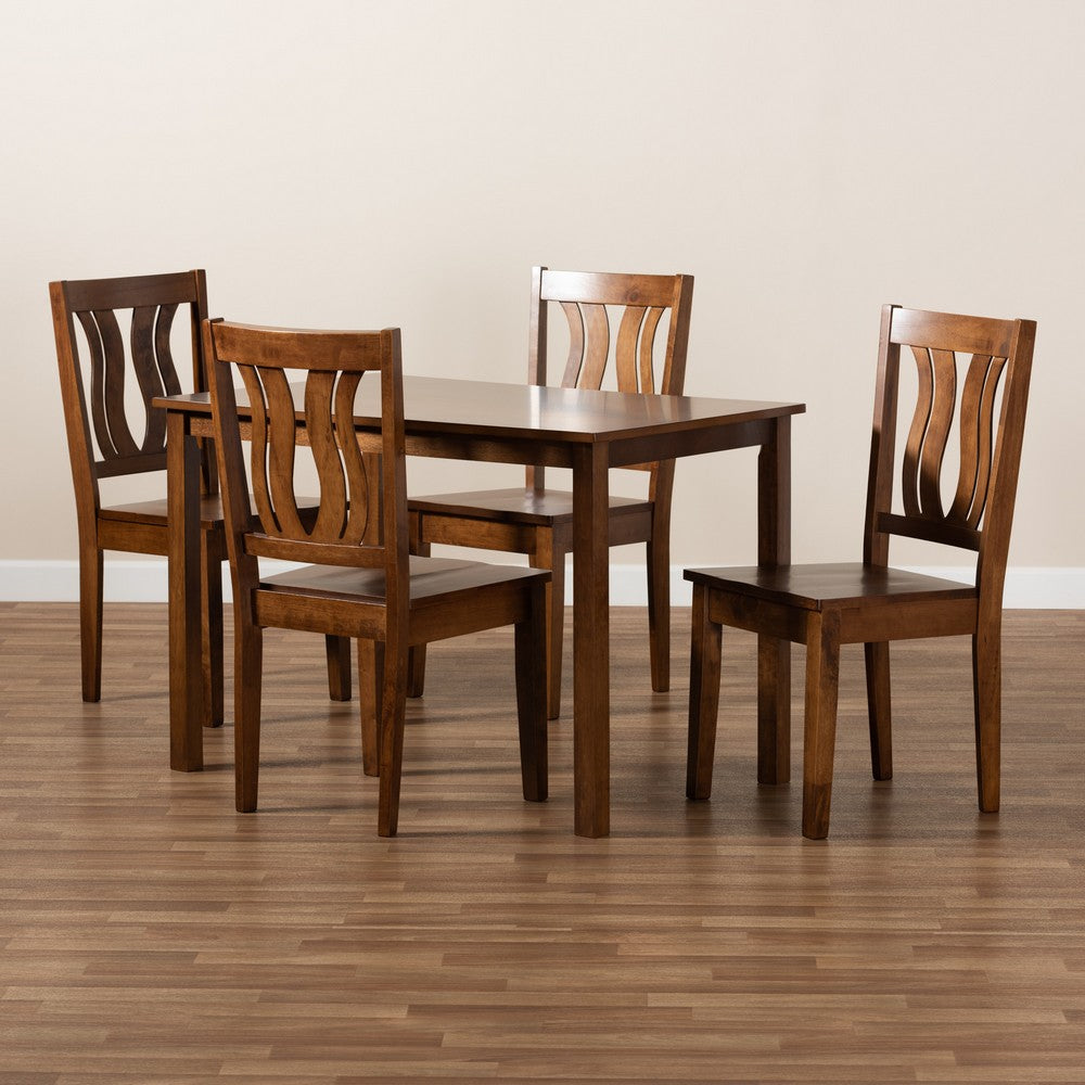 Baxton Studio - Zamira Dining Set in Walnut Brown - Zamira-Walnut-5PC Dining Set view 8