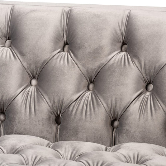 Baxton Studio - Zanetta Sofa Set in Gray/Gold - TSF-7723-Grey/Gold-2PC Set view 2