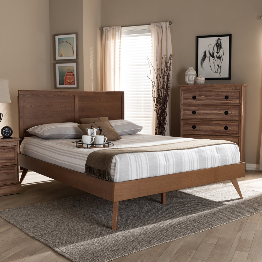Baxton Studio - ZeNon Queen Size Bed in Ash Walnut - ZeNon-Ash Walnut-Queen view 7