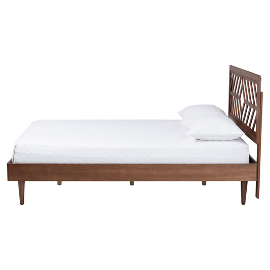 Baxton Studio - Zola Queen Size Bed in Ash Walnut - Zola-Ash Walnut-Queen view 2