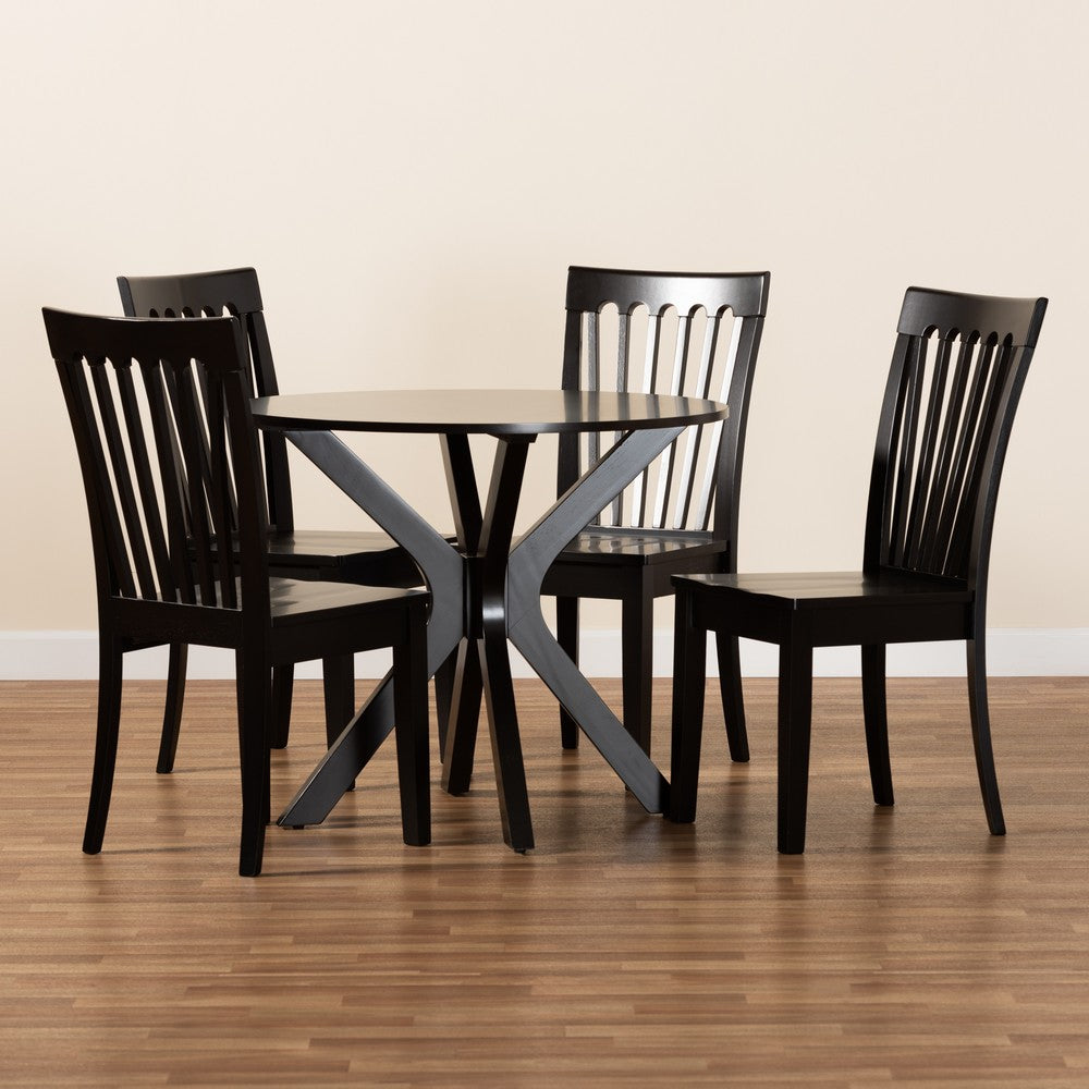 Baxton Studio - Zora Dining Set in Dark Brown - Zora-Dark Brown-5PC Dining Set view 8