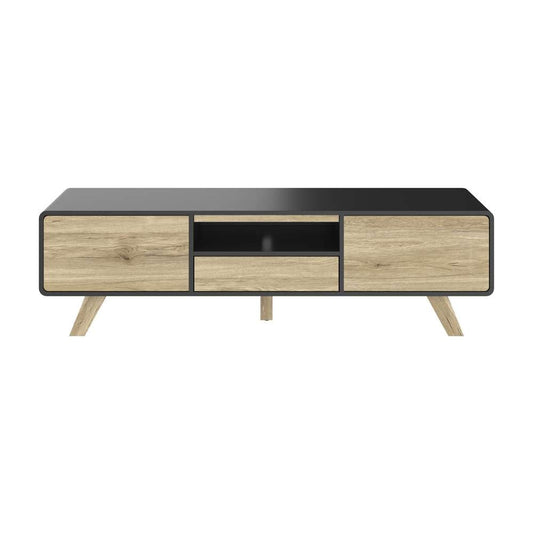 Bestar - Alhena 63W Tv Stand For 50 Inch Tv in Uv Black &Amp; Sandy Brown Oak - 119200-000133 veiw 2