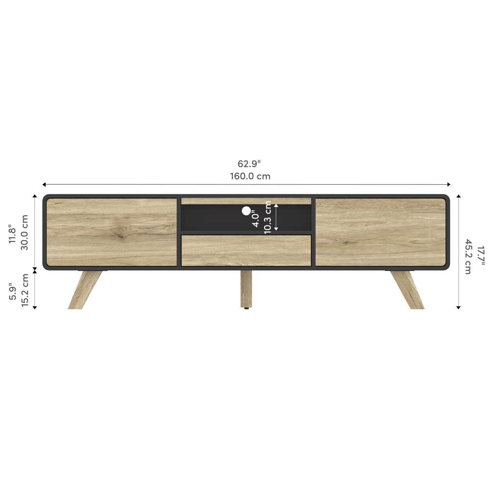 Bestar - Alhena 63W Tv Stand For 50 Inch Tv in Uv Black &Amp; Sandy Brown Oak - 119200-000133 veiw 11