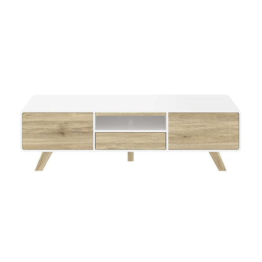 Bestar - Alhena 63W Tv Stand For 50 Inch Tv in Uv White &Amp; Sandy Brown Oak - 119200-000001 veiw 2