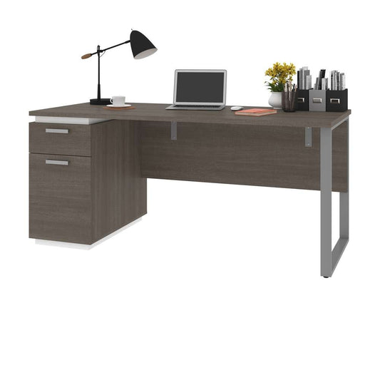 Bestar - Aquarius 66W Desk with Single Pedestal in Bark Grey & White - 114400-000047 veiw 2