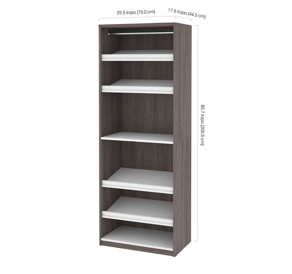 Bestar - Cielo 30W 29.5 Closet Organizer in Bark Grey & White - 80166-47 veiw 3