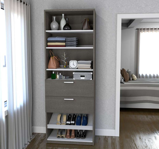 Bestar - Cielo 30W 29.5 Closet Organizer with Drawers in Bark Grey & White - 80861-47 veiw 2