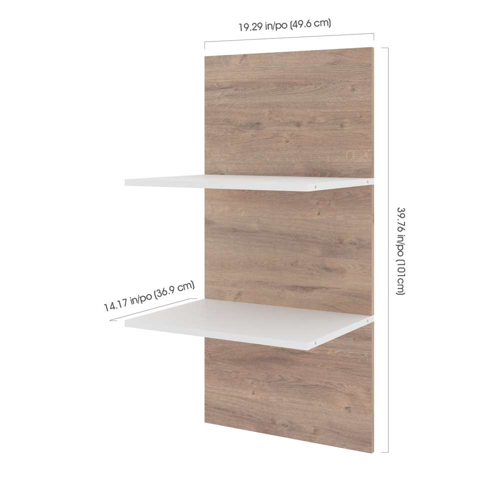 Bestar - Cielo 99W Full Murphy Bed with Floating Shelves and Drawers (98W) in Rustic Brown & White - 80891-000009 veiw 11