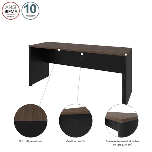 Bestar - Connexion 72W Narrow Desk Shell in Antigua & Black - 93612-000052 veiw 2