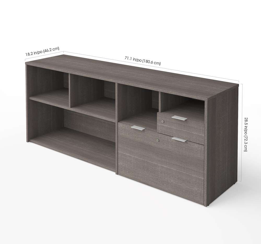 Bestar - I3 Plus 72W Credenza with 2 Drawers in Bark Grey - 160610-1147 veiw 2