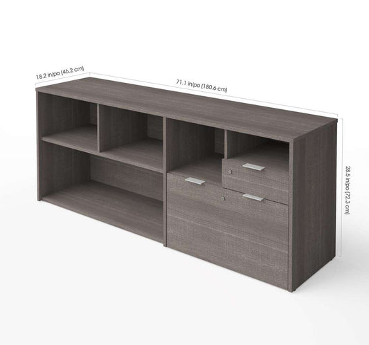 Bestar - I3 Plus 72W Credenza with 2 Drawers in Bark Grey - 160610-1147 veiw 2