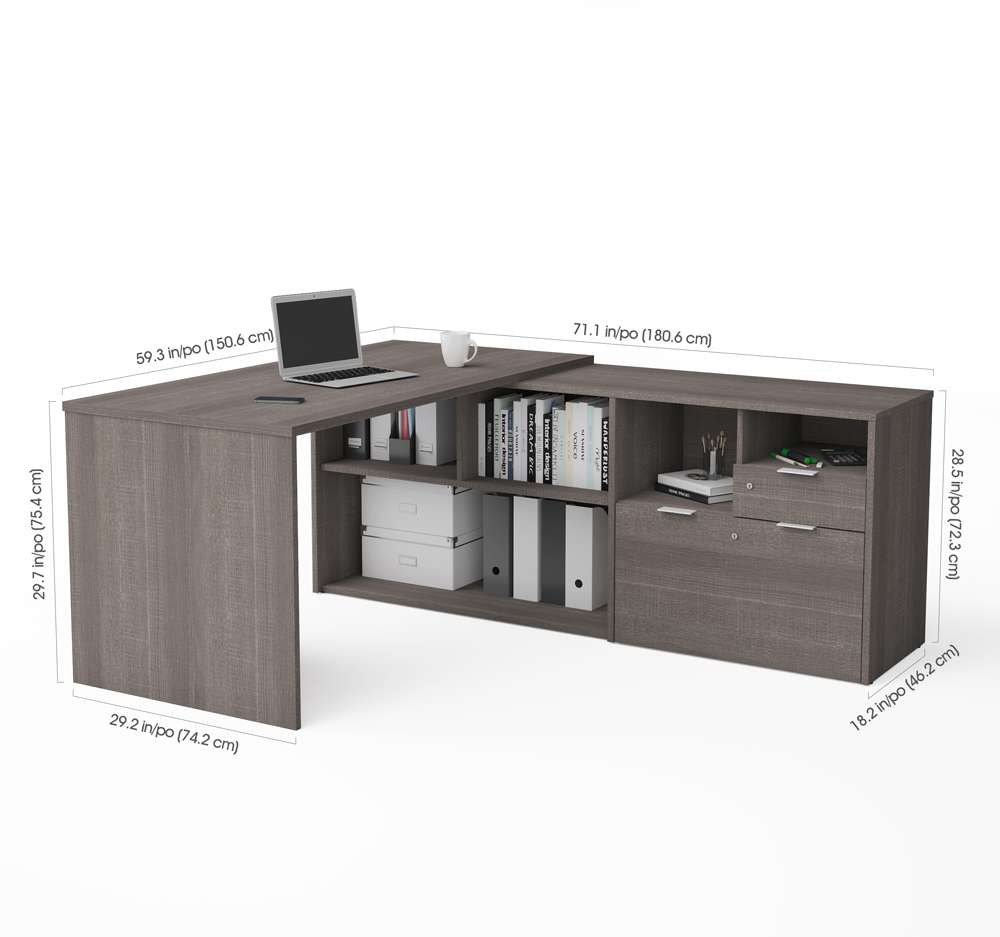 Bestar - I3 Plus 72W L-Shaped Desk in Bark Grey - 160850-47 veiw 3
