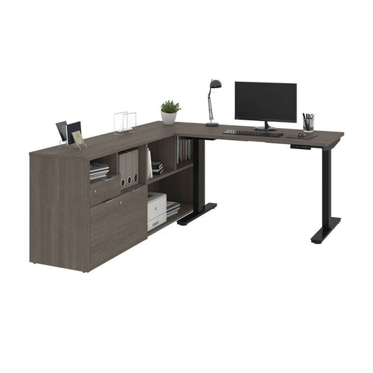 Bestar - I3 Plus 72W L-Shaped Standing Desk in Bark Grey - 160885-47 veiw 2