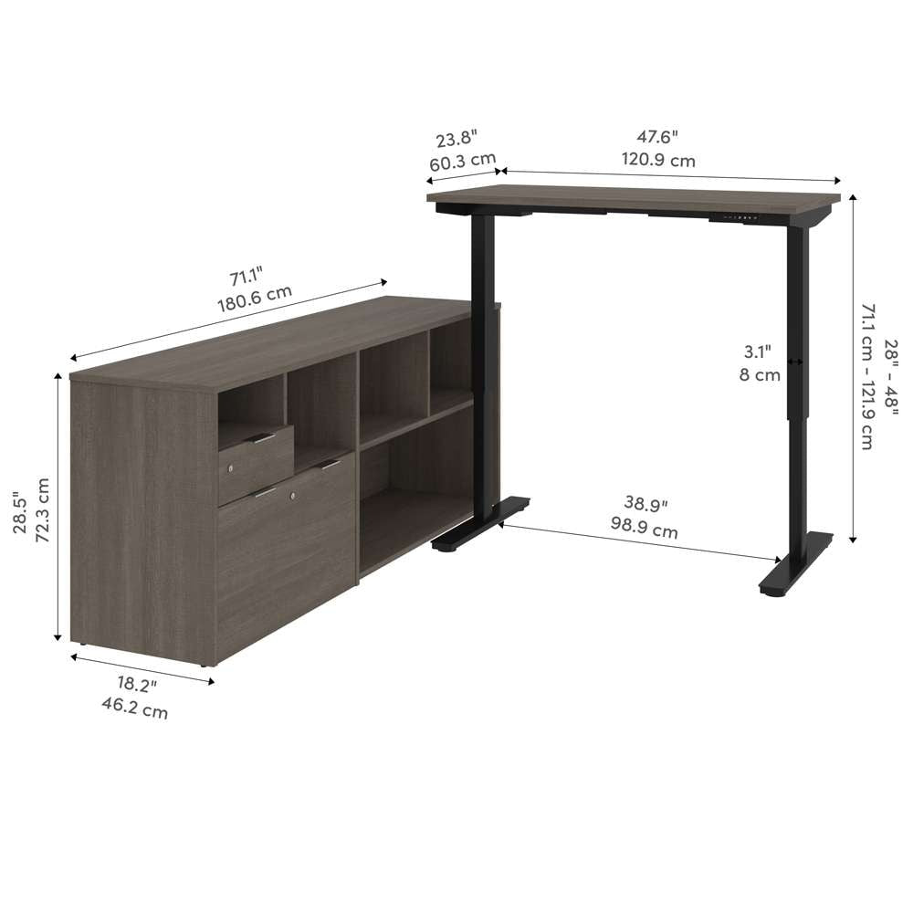 Bestar - I3 Plus 72W L-Shaped Standing Desk in Bark Grey - 160885-47 veiw 11