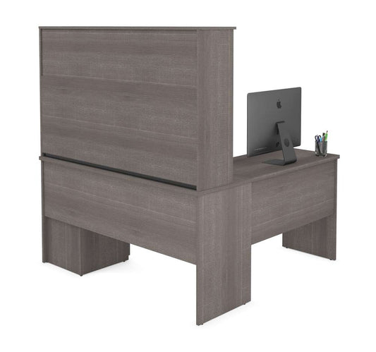 Bestar - Innova 59W 60W L-Shaped Desk with Hutch in Bark Grey - 92421-47 veiw 2