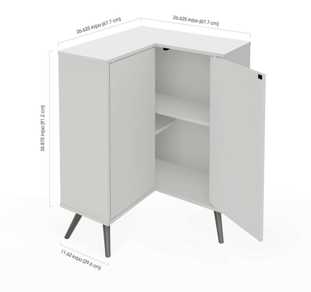 Bestar - Krom 27W Corner Storage Cabinet with Metal Legs in White - 17162-1117 veiw 6