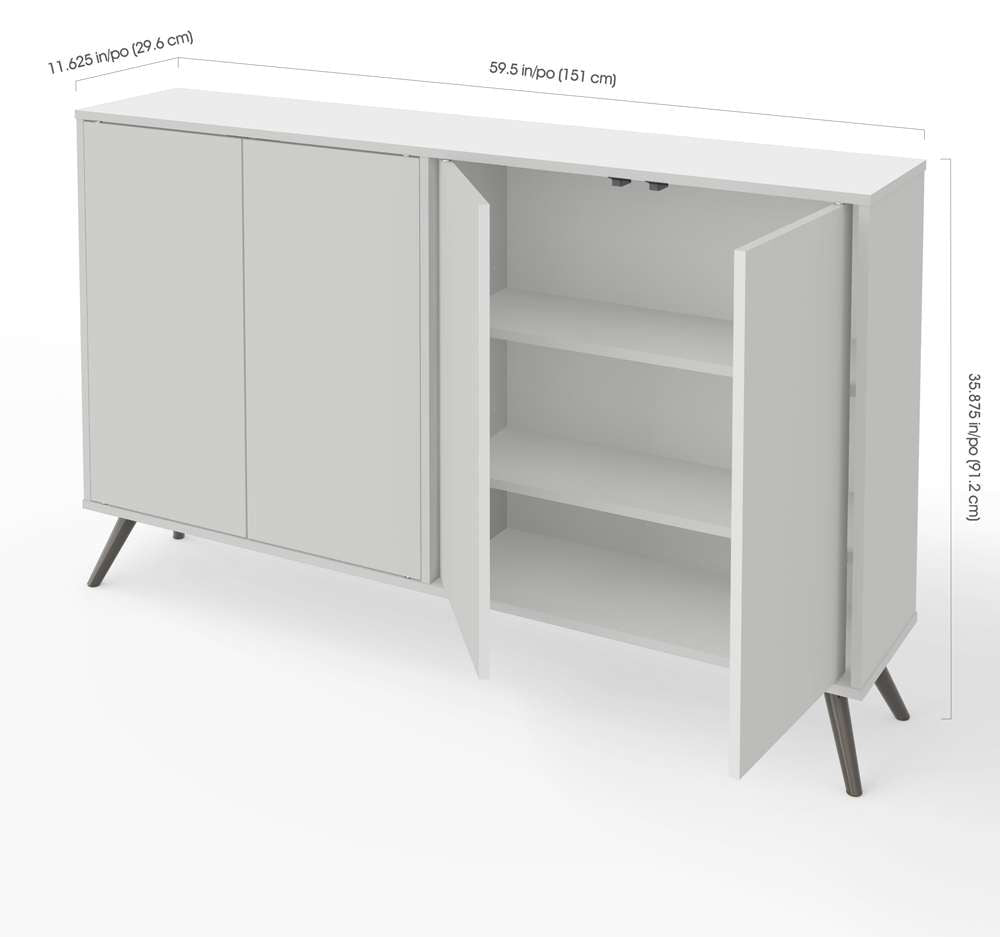 Bestar - Krom 60W Narrow Storage Cabinet with Metal Legs in White - 17164-1117 veiw 5