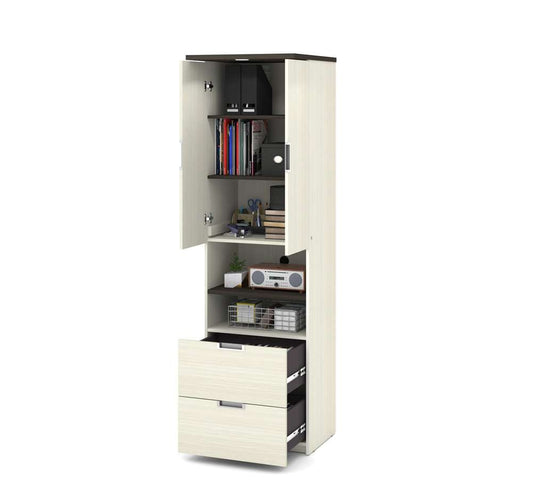 Bestar - Lumina 24W Storage Cabinet with 2 Drawers in White Chocolate - 85160-31 veiw 2