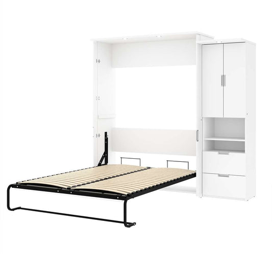 Bestar - Lumina 89W Queen Murphy Bed with Storage Cabinet (90W) in White - 85888-17 veiw 2