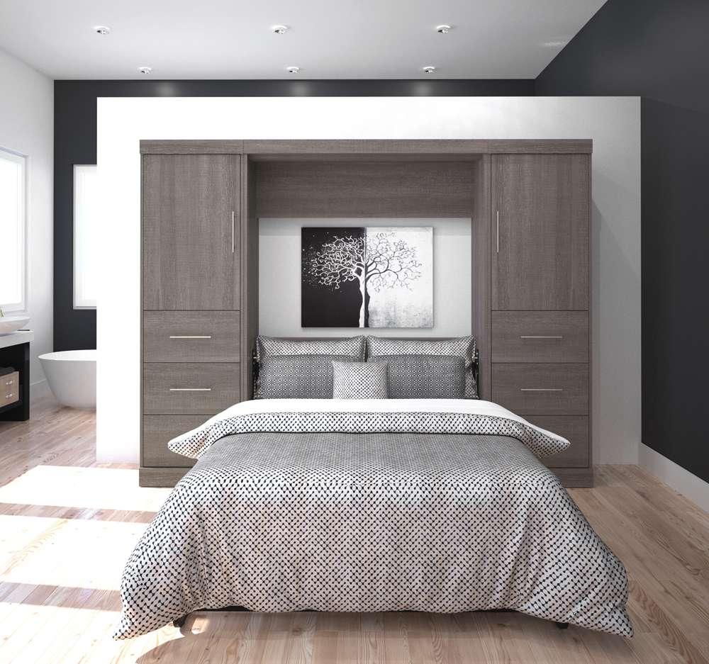 Bestar - Nebula Full Murphy Bed and 2 Storage Units with Drawers (109W) in Bark Grey - 25894-47 veiw 3