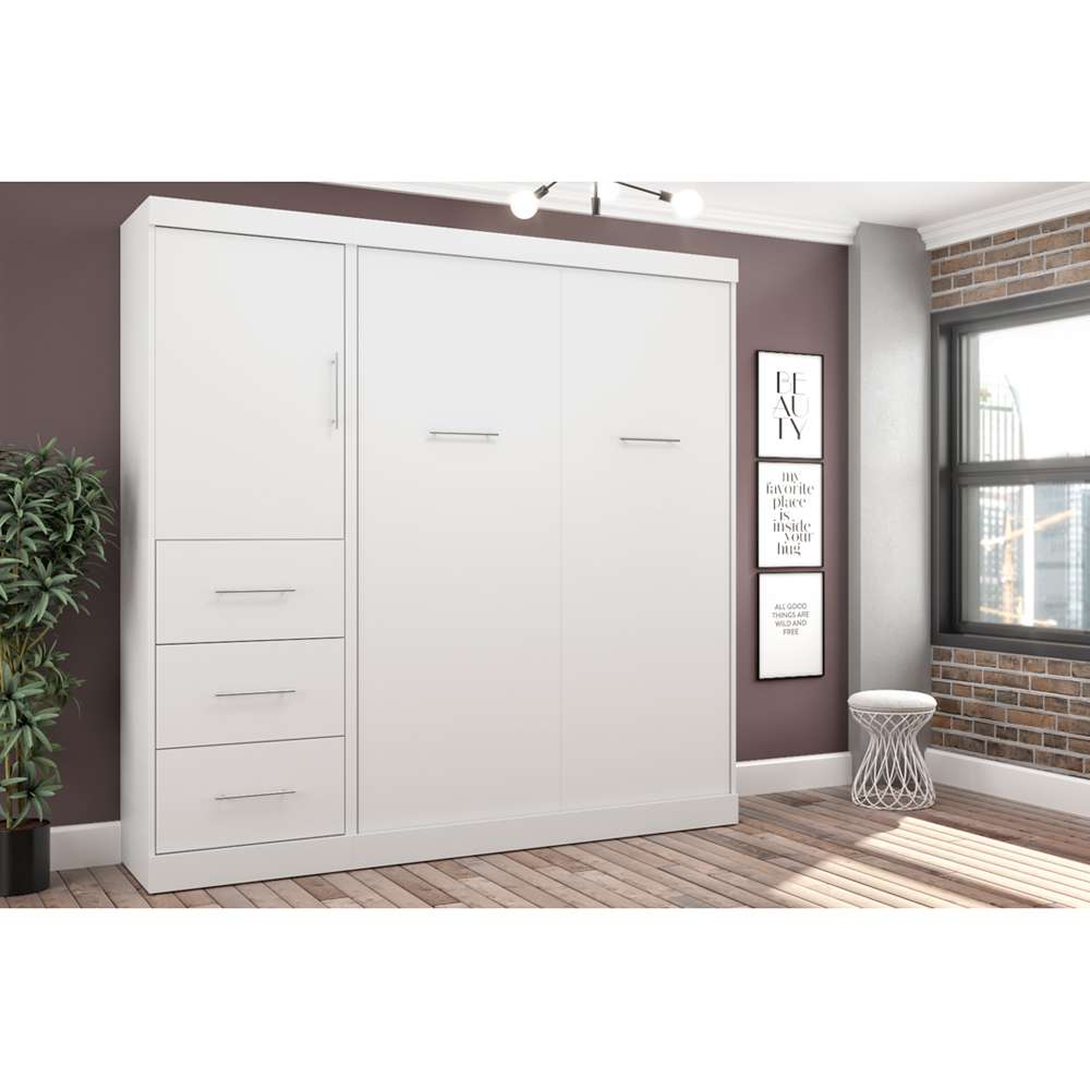 Bestar - Nebula Full Murphy Bed and Storage Unit with Drawers (84W) in White - 25892-17 veiw 4
