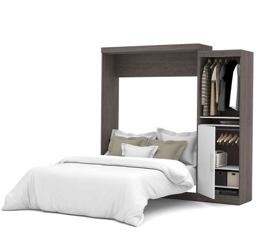 Bestar - Nebula Queen Murphy Bed with Storage Unit (90W) in Bark Grey & White - 25880-4717 veiw 2