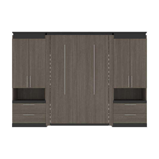 Bestar - Orion 118W Full Murphy Bed and 2 Storage Cabinets with Pull-Out Shelves (119W) in Bark Gray & Graphite - 116860-000047 veiw 2