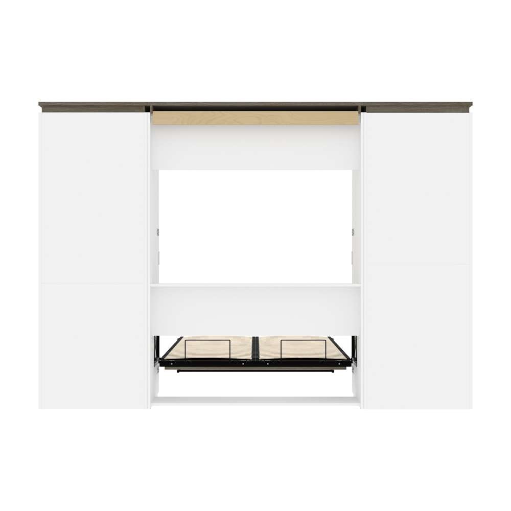 Bestar - Orion 118W Full Murphy Bed and Multifunctional Storage with Drawers (119W) in White & Walnut Grey - 116864-000017 veiw 11