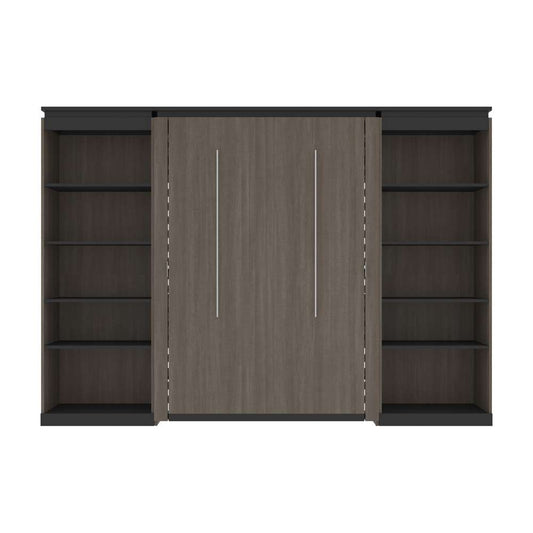 Bestar - Orion 118W Full Murphy Bed with 2 Shelving Units (119W) in Bark Gray & Graphite - 116896-000047 veiw 2