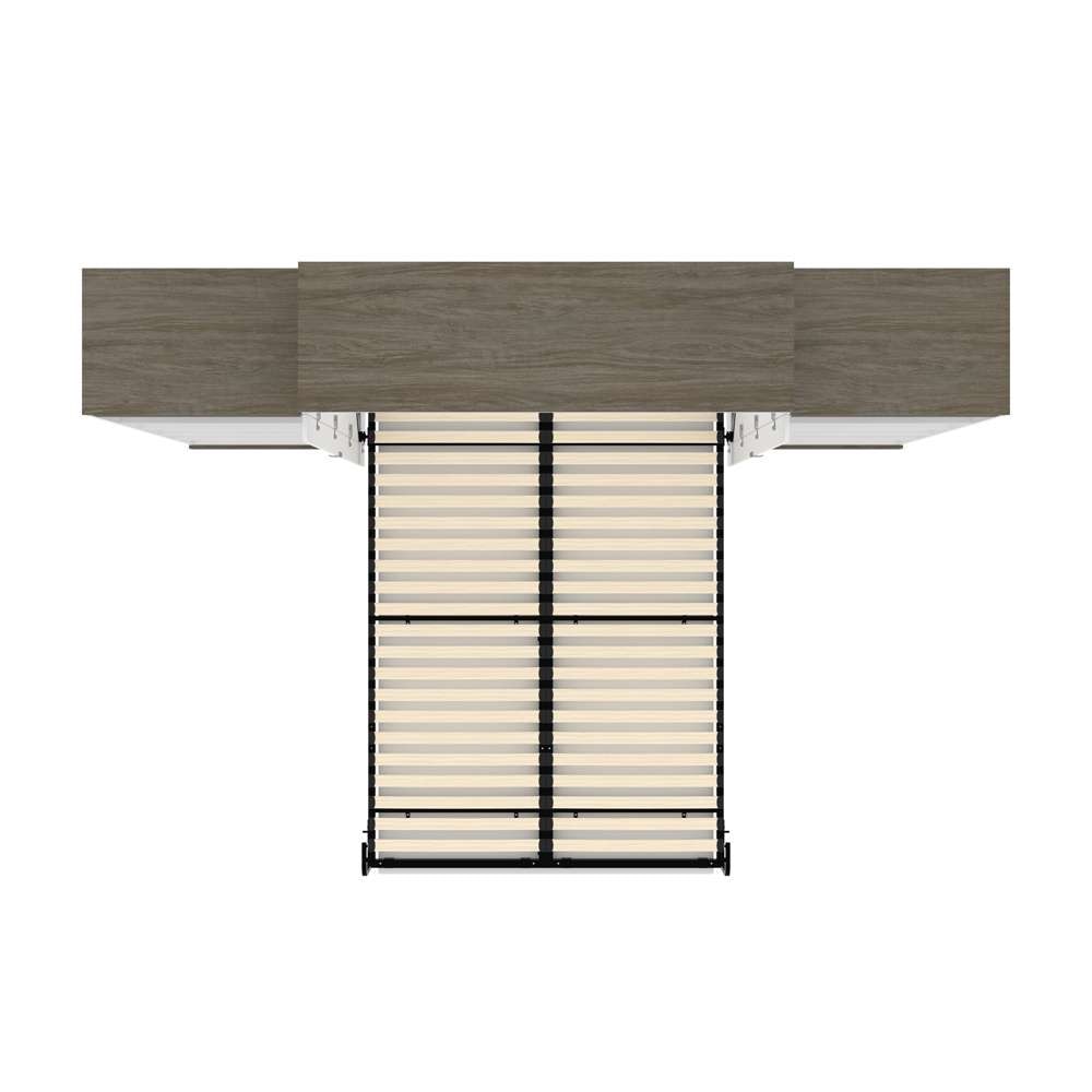 Bestar - Orion 124W Queen Murphy Bed with 2 Shelving Units (125W) in White & Walnut Grey - 116886-000017 veiw 11