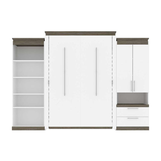 Bestar - Orion 124W Queen Murphy Bed with Multifunctional Storage (125W) in White & Walnut Grey - 116873-000017 veiw 2