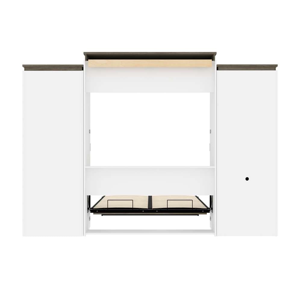 Bestar - Orion 124W Queen Murphy Bed with Shelving and Fold-Out Desk (125W) in White & Walnut Grey - 116876-000017 veiw 11
