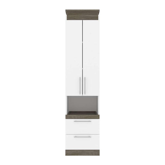 Bestar - Orion 20W Storage Cabinet with Pull-Out Shelf in White & Walnut Grey - 116165-000017 veiw 2