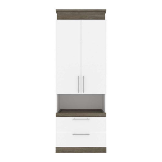 Bestar - Orion 30W Storage Cabinet with Pull-Out Shelf in White & Walnut Grey - 116164-000017 veiw 2