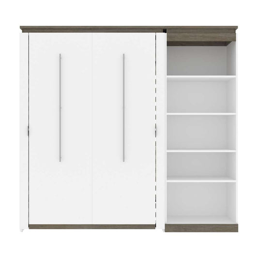 Bestar - Orion Full Murphy Bed with Shelving Unit (89W) in White & Walnut Grey - 116892-000017 veiw 2