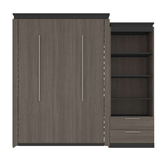 Bestar - Orion Queen Murphy Bed and Shelving Unit with Drawers (95W) in Bark Gray & Graphite - 116883-000047 veiw 2