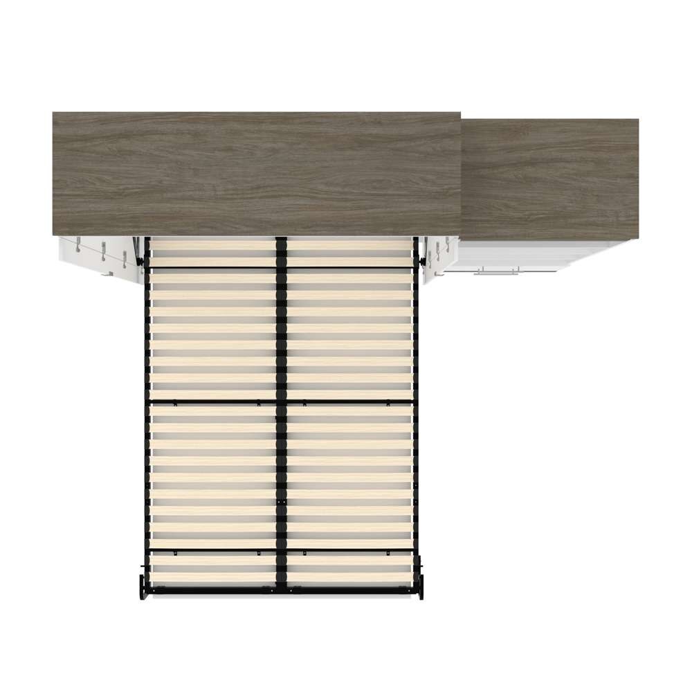 Bestar - Orion Queen Murphy Bed and Shelving Unit with Drawers (95W) in White & Walnut Grey - 116883-000017 veiw 11