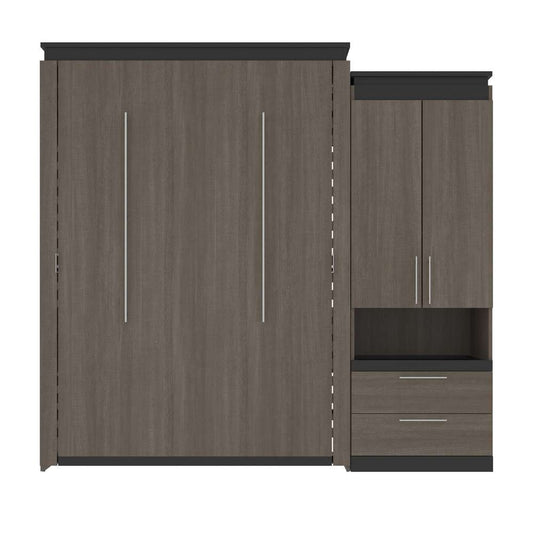 Bestar - Orion Queen Murphy Bed and Storage Cabinet with Pull-Out Shelf (95W) in Bark Gray & Graphite - 116888-000047 veiw 2