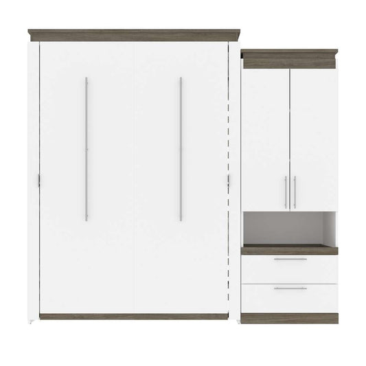 Bestar - Orion Queen Murphy Bed and Storage Cabinet with Pull-Out Shelf (95W) in White & Walnut Grey - 116888-000017 veiw 2