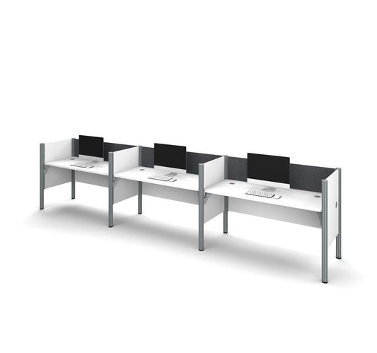 Bestar - Pro-Biz 183W 3-Person Office Cubicles with Gray Tack Boards and Low Privacy Panels in White - 100872CG-17 veiw 2