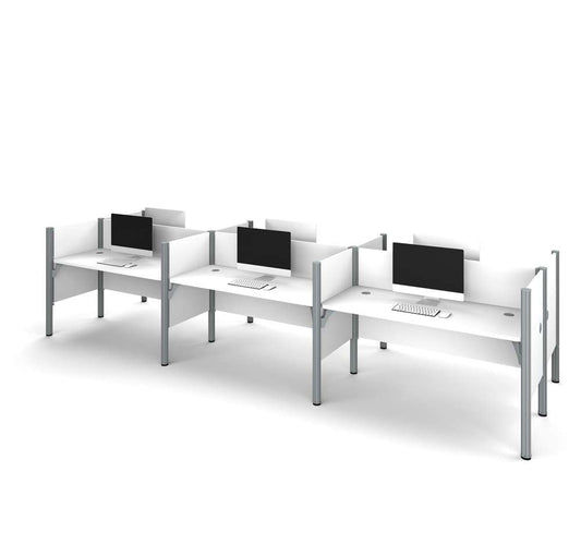 Bestar - Pro-Biz 183W 6-Person Office Cubicles with Low Privacy Panels in White - 100873C-17 veiw 2