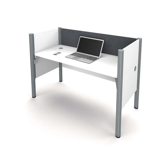 Bestar - Pro-Biz 63W Single Office Cubicle with Gray Tack Board and Low Privacy Panels in White - 100871CG-17 veiw 2