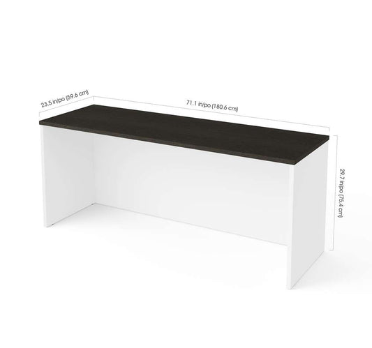 Bestar - Pro-Concept Plus 72W Narrow Desk Shell in White & Deep Grey - 110611-1117 veiw 2
