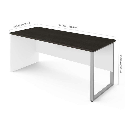 Bestar - Pro-Concept Plus 72W Table Desk with Rectangular Metal Leg in White & Deep Grey - 110402-1117 veiw 2