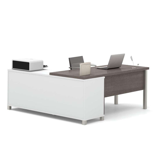 Bestar - Pro-Linea 72W L-Shaped Desk with Metal Legs in Bark Grey - 120883-47 veiw 2