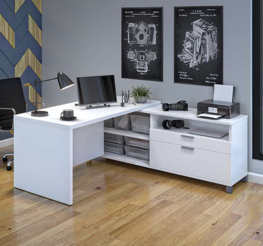 Bestar - Pro-Linea 72W L-Shaped Office Desk in White - 120863-17 veiw 2