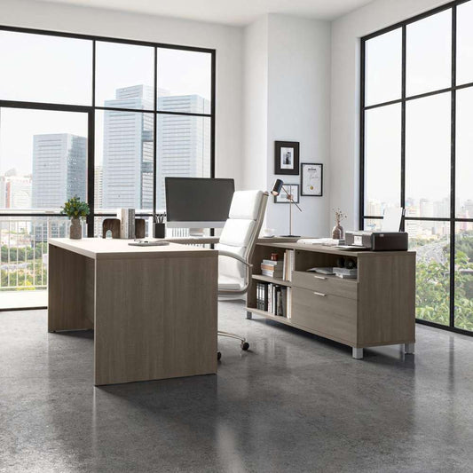 Bestar - Pro-Linea 72W U-Shaped Executive Desk in Bark Grey - 120861-47 veiw 2