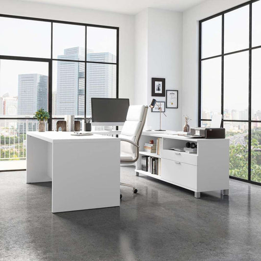 Bestar - Pro-Linea 72W U-Shaped Executive Desk in White - 120861-17 veiw 2