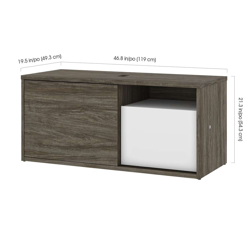 Bestar - Pro-Vega 81W L-Shaped Standing Desk with Credenza in Walnut Grey & White - 130850-000035 veiw 8
