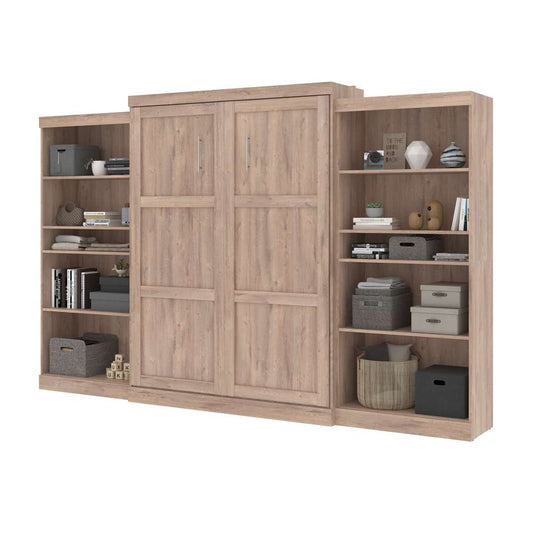 Bestar - Pur 136W Queen Murphy Bed with 2 Storage Units (137W) in Rustic Brown - 26885-000009 veiw 2
